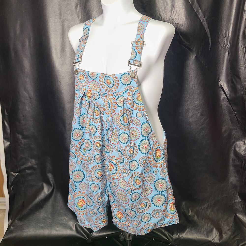 Gypsy Rose Blue spiral mushroom pattern overalls size large